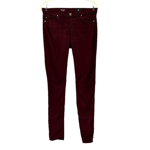 AG Adriano Goldschmied The Legging Super Skinny Maroon Corduroy Pants Womens 27 - Picture 1 of 9